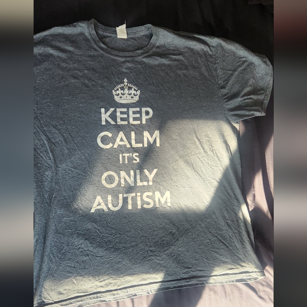 Adult Tee "Keep Calm Autism" Autism Awareness And Support Shirt 2XL